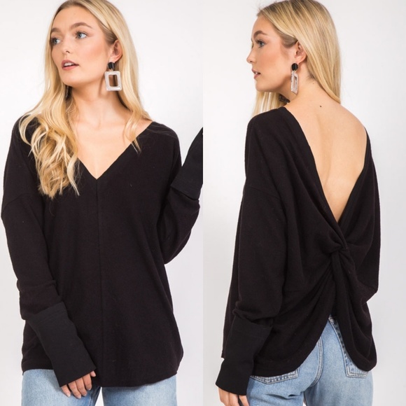 Tops - 2 LEFT! Black twist back top
